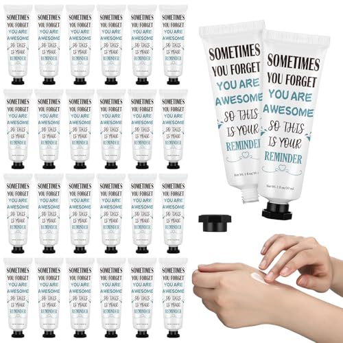 Loopeer 50 Pcs Sometimes You Forget You Are Awesome Gifts Bulk for Women Inspirational Hand Cream Gifts Mini Travel Size Moisturizing Hand Lotion for Teachers Employees Coworkers Birthday Party