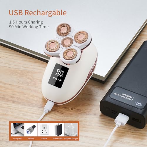 Women's Electric Razors for Women Legs Pubic Facial Hair Removal 2 in 1 Womens Electric Shaver for Women,Bikini Trimmer for Lady,Waterproof (5D)