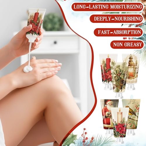 48 Pcs Christmas Hand Cream Bulk Gift Set Retro Christmas Mini Hand Lotion Travel Size Moisturizing Body Cream for Women Homeless Birthday Xmas Gift Stocking Stuffer