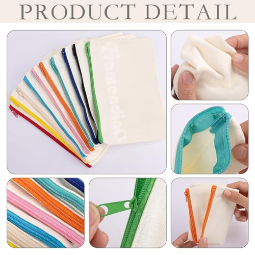 Framendino, 50 Pack Sublimation Blank Canvas Makeup Bags 8.3 x 5 Inch DIY Heat Transfer Cosmetic Pencil Pouches Travel Toiletry with Zipper for Crafts (10 Colors)