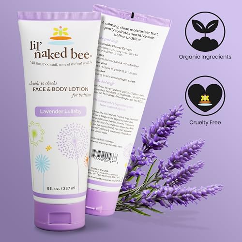 Lil Naked Bee Baby Lotion for Kids (8 oz) Lavender Lullaby Cheeks to Cheeks Face & Body Lotion for Hydrating & Moisturizing Skin