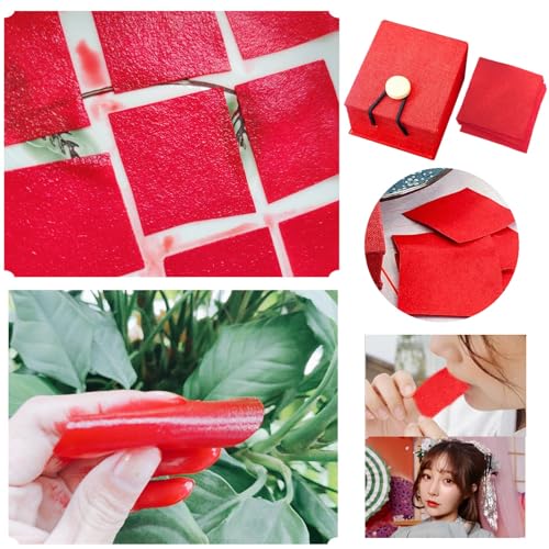 Traditional Chinese Lipstick, 12 PCS Makeup Rouge Lipstick Papers, Non-stick Cup, Long-lasting Matte with Red Storage Box, Rose
