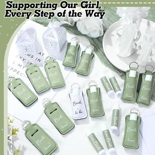 24 Pcs/12 Set Bride and Bridesmaid Lip Balm Gifts Bulk 11 Pack Bridesmaid Themed 1 Pcs Bride Themed Each One Has 1 Pouch Bachelorette Party Supplies Wedding Gifts(White, Sage Green)