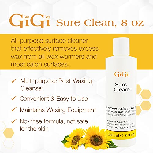 GIGI Sure Clean Wax Remover ? All-Purpose Surface Cleaner for Wax Residue Removal, 8 fl oz