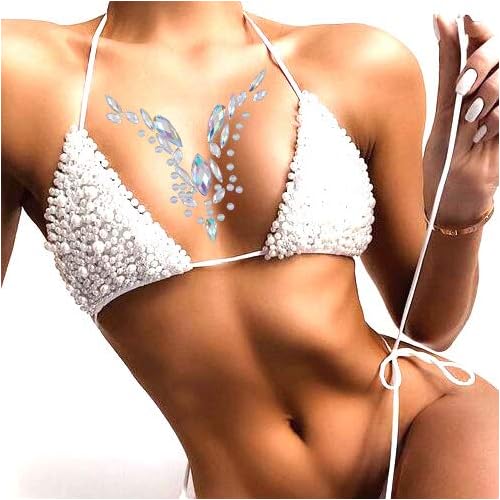 Rhinestone Face Jewels Rave Festival Gem Mermaid Chest Gem Crystal Eyes Stickers for Women and Girls 2PCS
