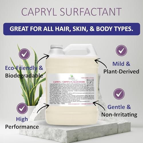 Dr Joe Lab Capryl Glucoside Liquid Surfactant - Caprylyl Natural, Plant Derived - DIY Skin Care - Shower Gels, Foaming, Body Soap, Shampoos Baby Products Face Cleansers - COCOJOJO (128 oz)