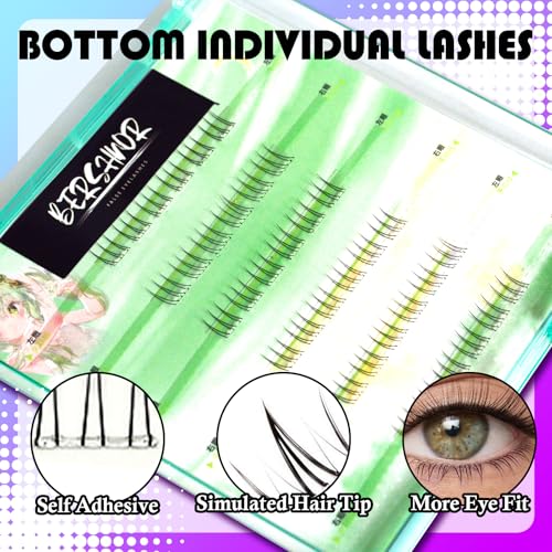 Bottom Lashes Clusters Self Adhesive Bottom Eyelashes Natural Looking Lower Lashes DIY Glue-Free Individual Lashes Bottom Extensions