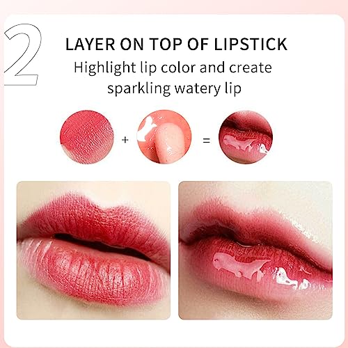 MAEPEOR Hydrating Lip Glow Oil 10 Colors Moisturizing Oil Gloss Non-sticky Transparent Long Lasting Nourishing Tinted Lip Balm with Big Brush Head (IColors 06)