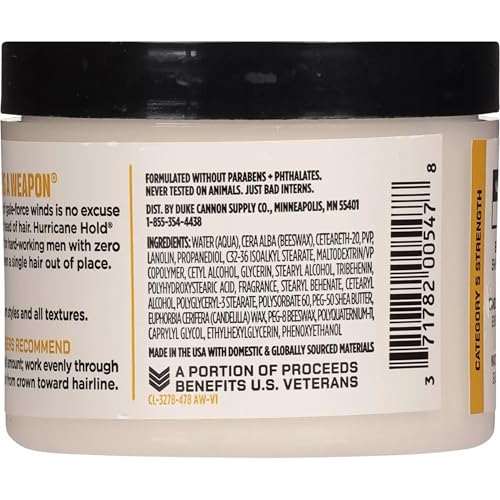 Duke Cannon News Anchor Hurricane Hold Pomade 2-Pack, 4.6oz ? Maximum Hold, Matte Finish, Plant-Based Thickeners, Anti-Static, Fresh Citrus & Cedarwood Scent