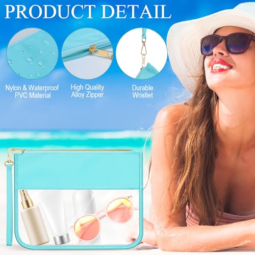 Sweetude 10 Pcs Nylon Makeup Bag Chenille Letter Clear Zipper Pouch Waterproof Toiletry Cosmetic Bag Transparent Pouches for Women Girls(Bright)