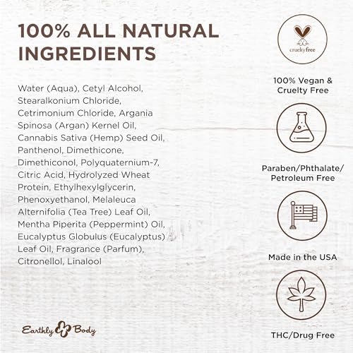Earthly Body Miracle Oil Tea Tree Conditioner, 16 oz. - Detangles, Tames Frizz & Nourishes Roots - Tea Tree, Hemp Seed, Argan & Eucalyptus Oils - 100% Vegan, Cruelty Free