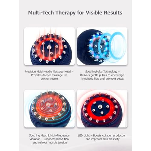 Lymphatic Drainage Massager & Anti Cellulite Massage Tool, Helps Reduce Stretch Marks & Cellulite, for Legs, Arms & Belly, Body Sculpting Machine with Microcurrent, Light, Heat & Vibration
