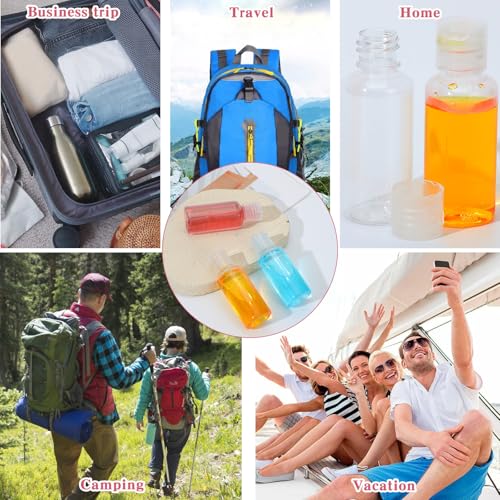 100 Pcs 1 OZ Travel Bottles with Flip Cap - 30 ml Clear Plastic Travel Size Containers, Portable Leak Proof Squeeze Bottles Refillable Empty Cosmetic Containers for Liquid Shampoo Lotion, Clear