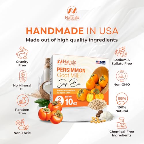 Persimmon Soap Bar for Body Odor Control ? Purifying Deodorizing Body Wash with Goat Milk for Eliminating Body Odor ? Great for Skin Brightening, Natural Deodorant Soap for Men & Women