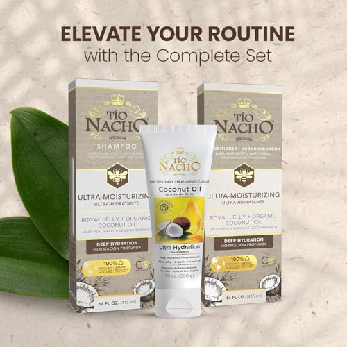 Tio Nacho Ultra-Moisturizing Frizz Control Hair Treatment with Organic Coconut Oil and Royal Jelly, Deep Hydration and Nourishment for Dry or Damaged Hair, Coconut Oil Treatment for Women, 7 oz-3 pack