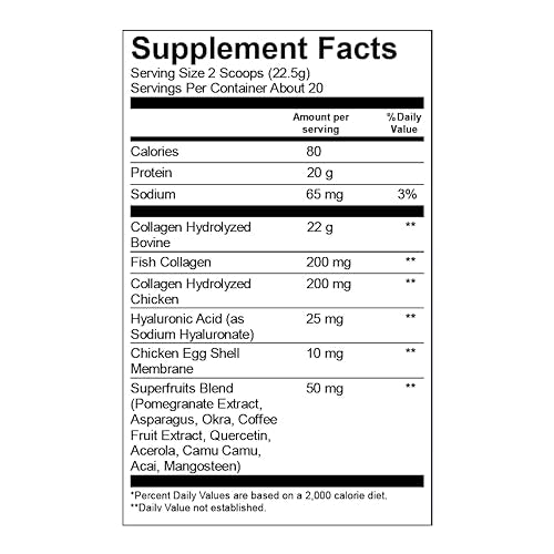 Kathy Ireland Multi Collagen Protein Powder Peptides, Types I, II, III, V, X Unflavored, 20g Protein per Serving, Bovine, Chicken, 16 oz