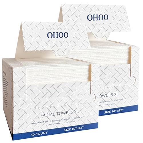 Disposable Face Towels 10"¡¿12" Makeup Remover and Clean Soft and Thick Dry Wipes Facial Tissue XL Towelettes 100 Count
