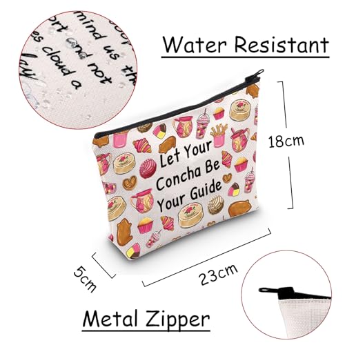 JXGZSO Funny Bread Gift Mexican food Cosmetic Bag Let Your Conchas Be Your Guide Pastries Travel Makeup Bag (Conchas Bag)