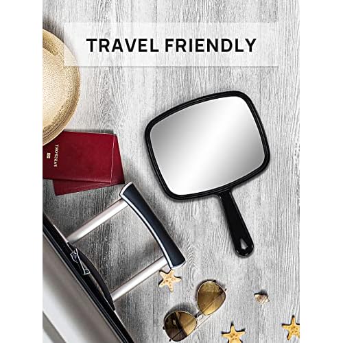 OMIRO Hand Mirror, All Black Handheld Mirror with Handle, 6.6" W x 9.3" L, Pack of 6