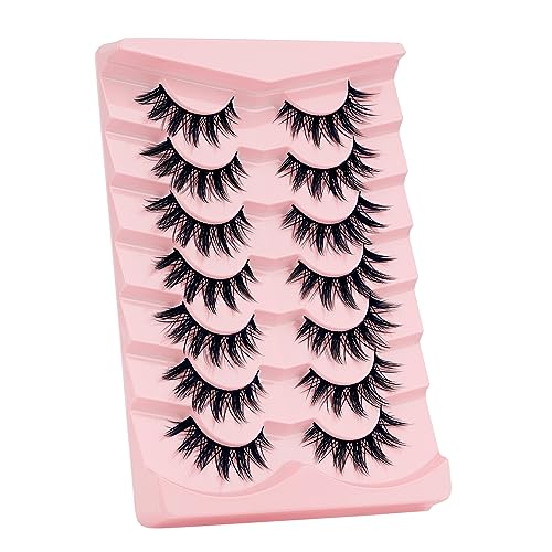 LANKIZ Manga Lashes Natural Look Anime Lashes False Eyelashes Lash Clusters Korean Japanese Makeup Asian Cosplay Fake Eyelashes Mink Wispy Fluffy Cluster Lashes 7 Pairs(Manga-12)