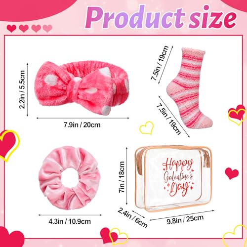 24 Pcs Galentines Day Party Favors Valentine Gifts Bulk BFF Gift Idea for Women Coquette Party Supply Galentine Socks Bestie Headband Scrunchies Pink and Red Bag for Friend Gathering Pool Day Birthday