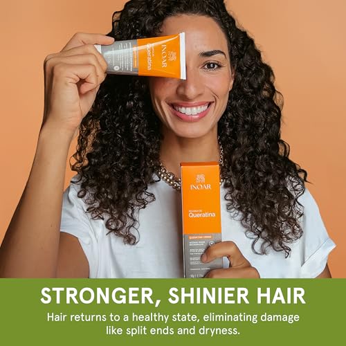Inoar Keratin Recharge Cream with Hydrolyzed Keratin & Wheat Protein for Hair Strengthening & Elasticity, 3.17 oz