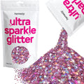 Hemway Ultra Sparkle Glitter Pink Holographic 100g Multi Size | Glitter for Arts & Crafts, Card Making, Crafting, Sparkle Decoration