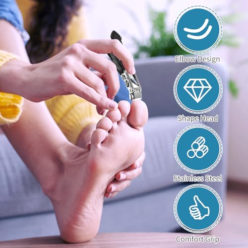 Toe Nail Clippers for Thick Nails for Seniors, Ergonomic Wide-Angle Nail Clipper ? Extra-Wide Jaw and Anti-Splash Design for Clean, Comfortable Trimming (3pcs)