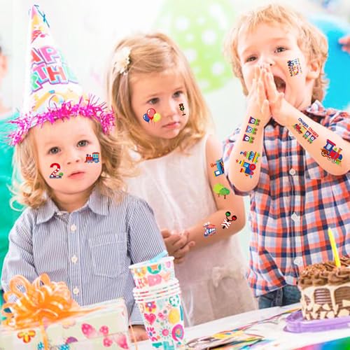 Chugga Train Temporary Tattoos for Kids - 300+ Pcs Chugga Chugga Two Two Party Decorations Train 2nd Birthday Party Favors Supplies for Boys Girls Choo Choo I'm 2 Tattoo Stickers Prizes