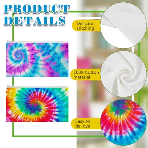 Silkfly 30 Pcs White Cotton Makeup Bags for Tie Dying Kit Items Things to Tie Dye Blank Cotton Cosmetic Bags Multi Purpose for Large Groups Party DIY Project(10.2 x 5.5 Inch)