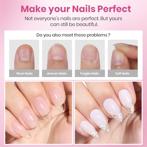 Beetles Gel Nail Tips Flat-X - Almond Coffin Medium, 320pcs 16 Sizes, Pre-Etched Half Matte Full Cover Soft Acrylic False Nail Tips Easy DIY Press on Nail Extension Salon for Flat & Natural Nail Beds
