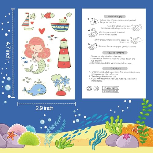 Cerlaza 300 Styles (23 Sheets) Luminous Mermaid Party Decorations, Temporary Tattoos for Kids, Glow Mermaid Birthday Party Supplies Favors, Mermaids Goodie Bags Fillers, Christmas Stocking Stuffers