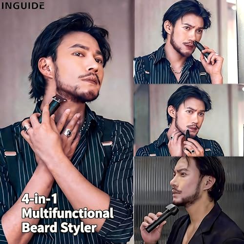 Beard Trimmer for Men - Portable £¦ Metal Body£¬Electric Razor Shaver - IPX7 Waterproof Strong Power£¬4 in 1 Cordless Hair Clipper Trimmers Set for Beard Hair Nose Body Face£¬Gifts for Men (V53)