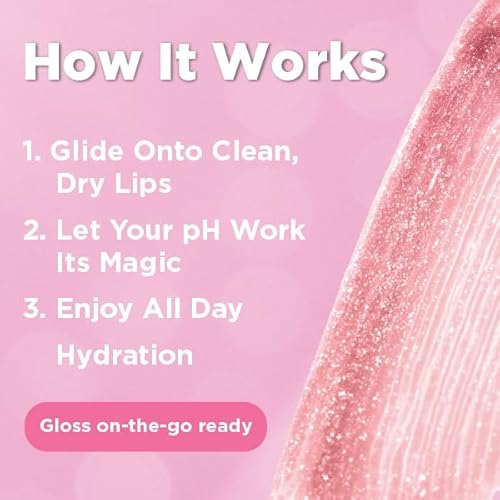 Shimmer Lip Gloss pH Activated, Glitter Lip Gloss for Women, Glossy, Shiny, Sparkly LipGloss, High-Shine Glittery Lipstick, Glimmer Sparkle Lipgloss, Made in USA (Rosy Quartz)