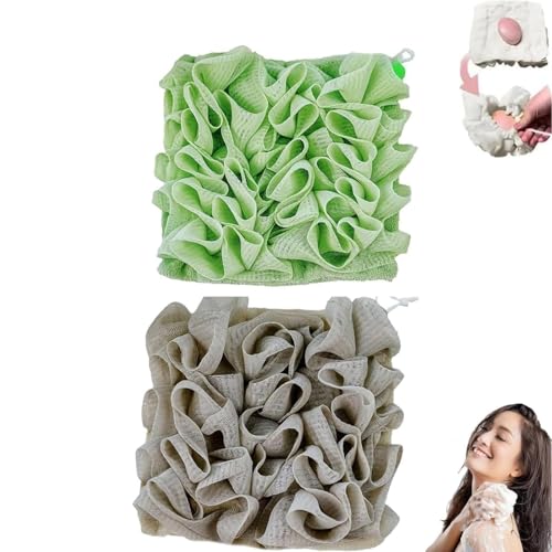 Wash Cloth Loofah Combo, The Soft Loofah and Washcloth, 2 in 1 Bath Loofahs Sponge, Loofahs Exfoliation, for Cleansing and Smooth Skin