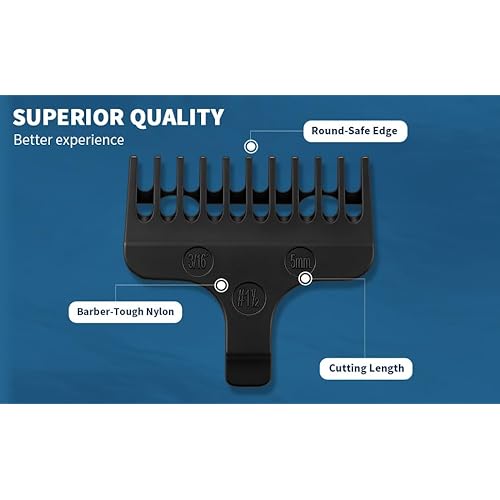Black Replacement T-Blade with 3 Guards Compatible with Wahl 9864/9864SS/9686/9818A/9854L/9876L/9854/WSS3L/SS2L etc Trimmers.