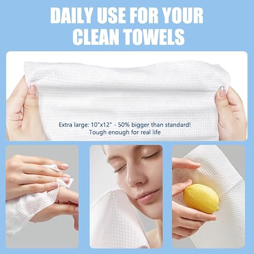 Disposable Face Towels 10"¡¿12" Makeup Remover and Clean Soft and Thick Dry Wipes Facial Tissue XL Towelettes 100 Count