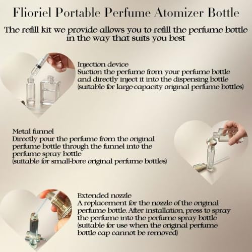 3Pcs Marble Travel Perfume Atomizer Refillable, 10ML Portable Cologne Travel Bottle, Refillable Cologne Sprayer Set with Syringe, Funnel & Greeting Card