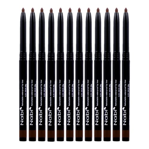 Beauty Spot (12pcs) Nabi Retractable Waterproof Eyeliner Pencil - Long Lasting Fade Resistant Formula - Quick Makeup Remover (Dark Black Brown)