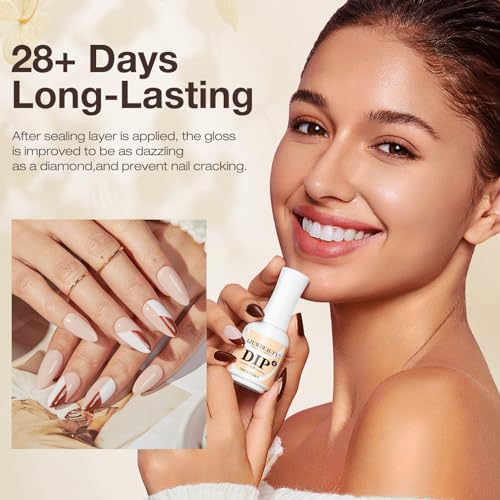 AZUREBEAUTY 4+4 Dip Powder Liquid Set & Summer Jerry Translucent 6 Colors Dip Powder Nail Kit for French Nail Art Manicure DIY Salon Gift