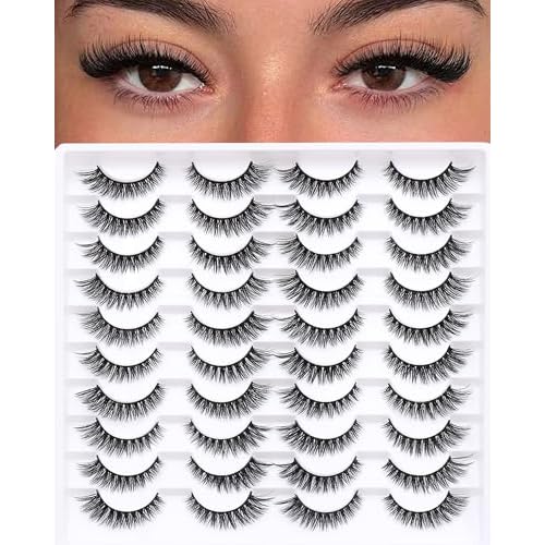 False Eyelashes 20 Pairs Wispy Lashes Faux Mink Lashes 14mm 3D Fluffy Cat Eye Lashes £¨style 20-061)