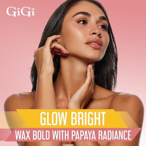 Gigi Neon Hard Wax ? Papaya, Stripless Wax for Hair Removal, Ideal for Sensitive Skin, 14 Oz