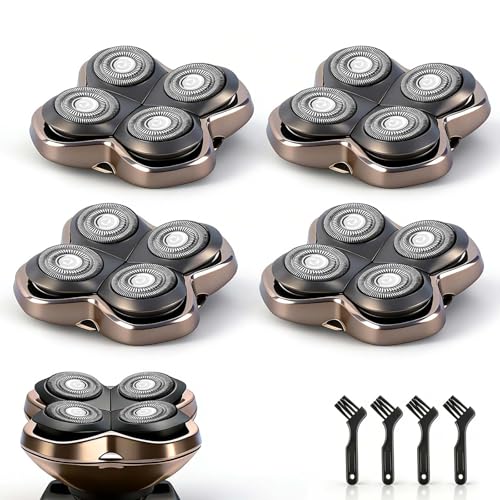 Replacement Blade Shaver PRO 2 Head for Electric Shaver Compatible with Skull Pitbull, Butterfly Kiss PRO & Palm Shavers with 4 Cleaning Brush (4Pack)