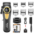 KEMEI 2242 Professional Hair Clippers for Men, Cordless Barber Clipper with LED Display & Charging Base, Hair Cutting Tools, 9000 RPM Super Torque Motor, Black