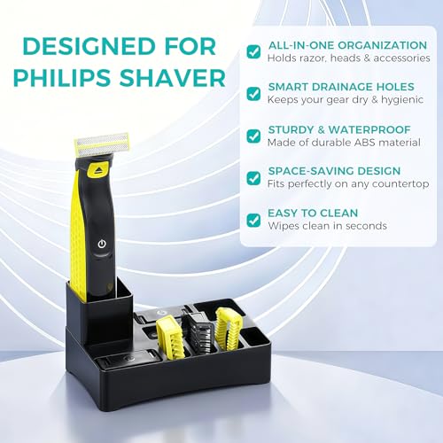 9-Slot Shaver Stand with Drain Holes for Philips Oneblade - Countertop Organizer for Razor, Heads & Accessories £¬Not Include Accessory