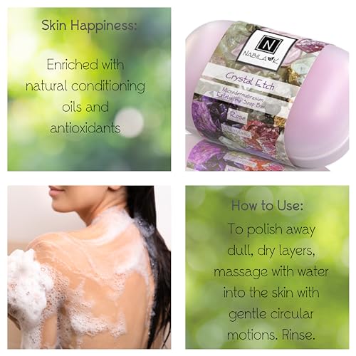 Nabila K Crystal Etch Microdermabrasion Soap Bar, Rose ? 5 oz Facial Exfoliator & Cleanser Made in USA ? Fine Crystal Polish for Smooth, Radiant Skin ? Naturally Derived Ingredients