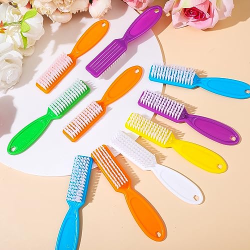 Mifoci 120 Pcs Handle Grip Nail Brush for Cleaning Fingernails Cleaner Scrub Brush Bulk Hand Cleaning Brushes Soft Stiff Bristles Pedicure Manicure Tools for Nail and Toe(Neon Color)