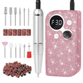 30000RPM Cordless Nail Drill Sparkling Portable Professional Electric Nail File with 12 Drill Bit for Acrylic Gel Nails Professional Nail Tools for Manicure Pedicure Pink Diamond