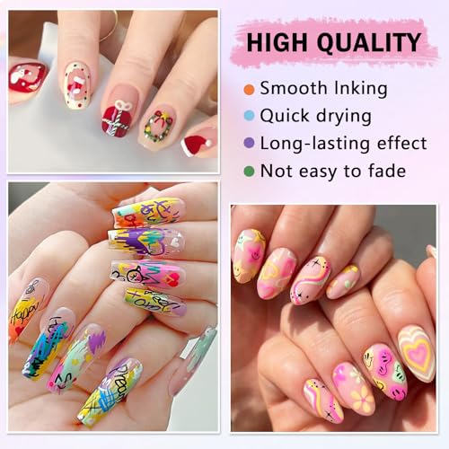 Nail Art Pens Set, 36 Colors Nail Art Markers Polish Pens for Painting Nails, Acrylic Paint Drawing Painting Dotting Markers Pen Quick Drying Nail Art Design Manicure Tools