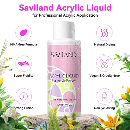 SAVILAND Acrylic Nail Kit with U V Light ? Acrylic Nails Set Christmas Gift Set for Beginners with Nails Brush Practice Finger Portable Nail Drill for for Home DIY